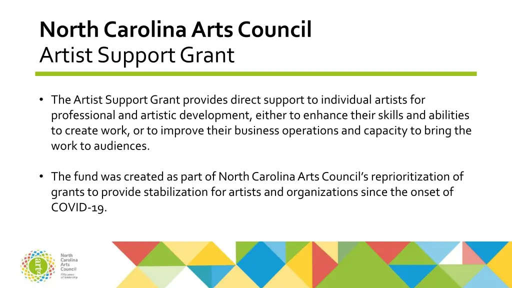 north carolina arts council artist support grant 1