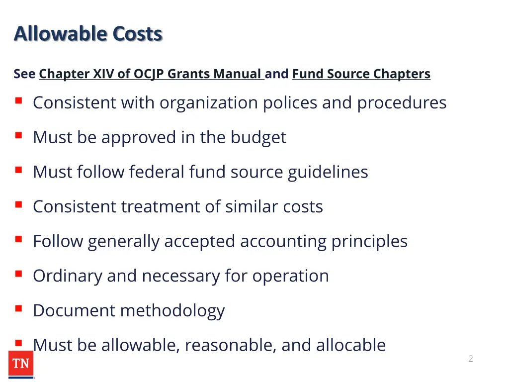 allowable costs