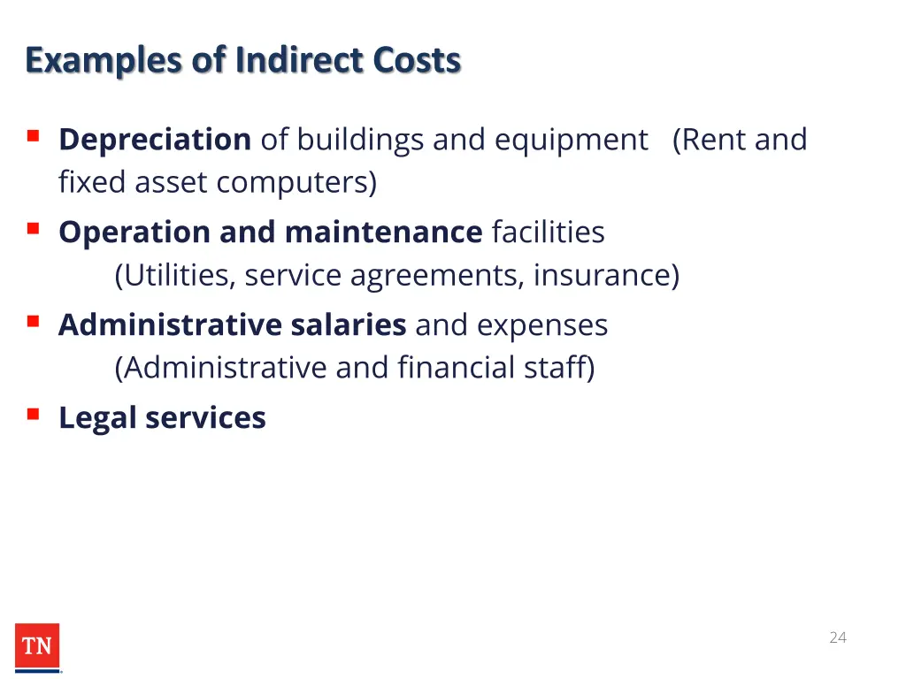 examples of indirect costs