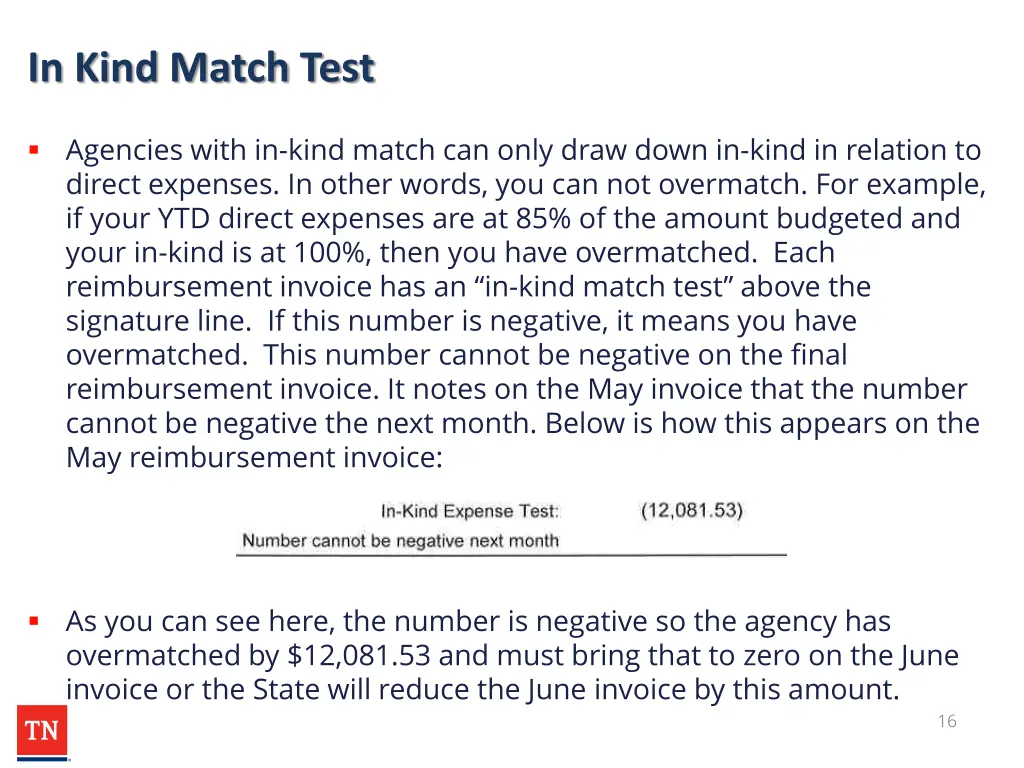 in kind match test