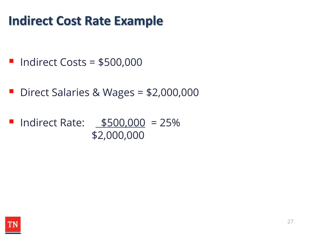 indirect cost rate example
