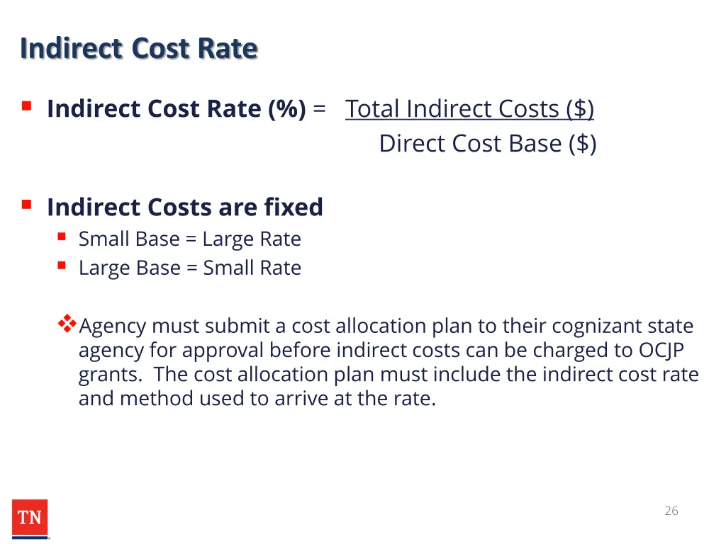 indirect cost rate