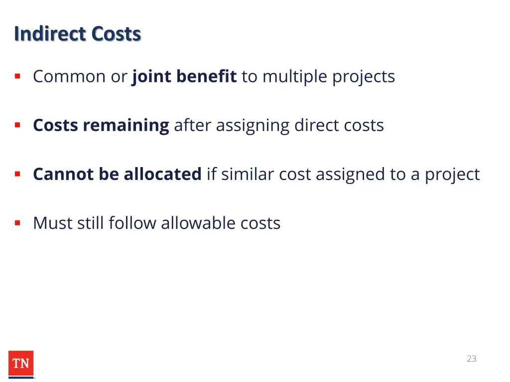 indirect costs