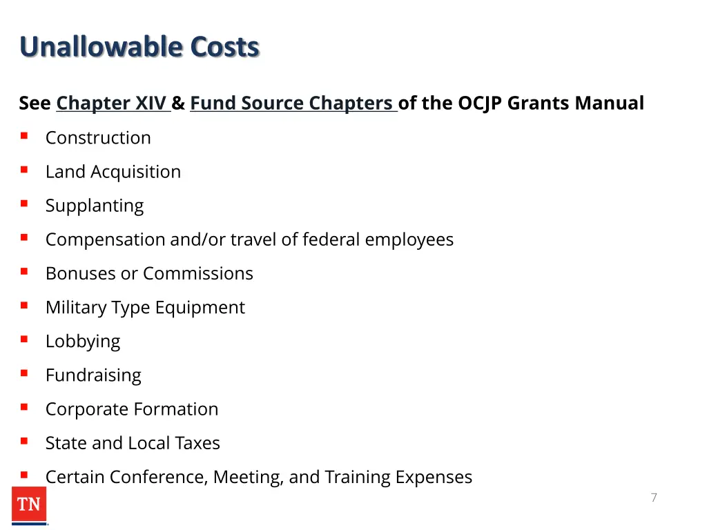 unallowable costs