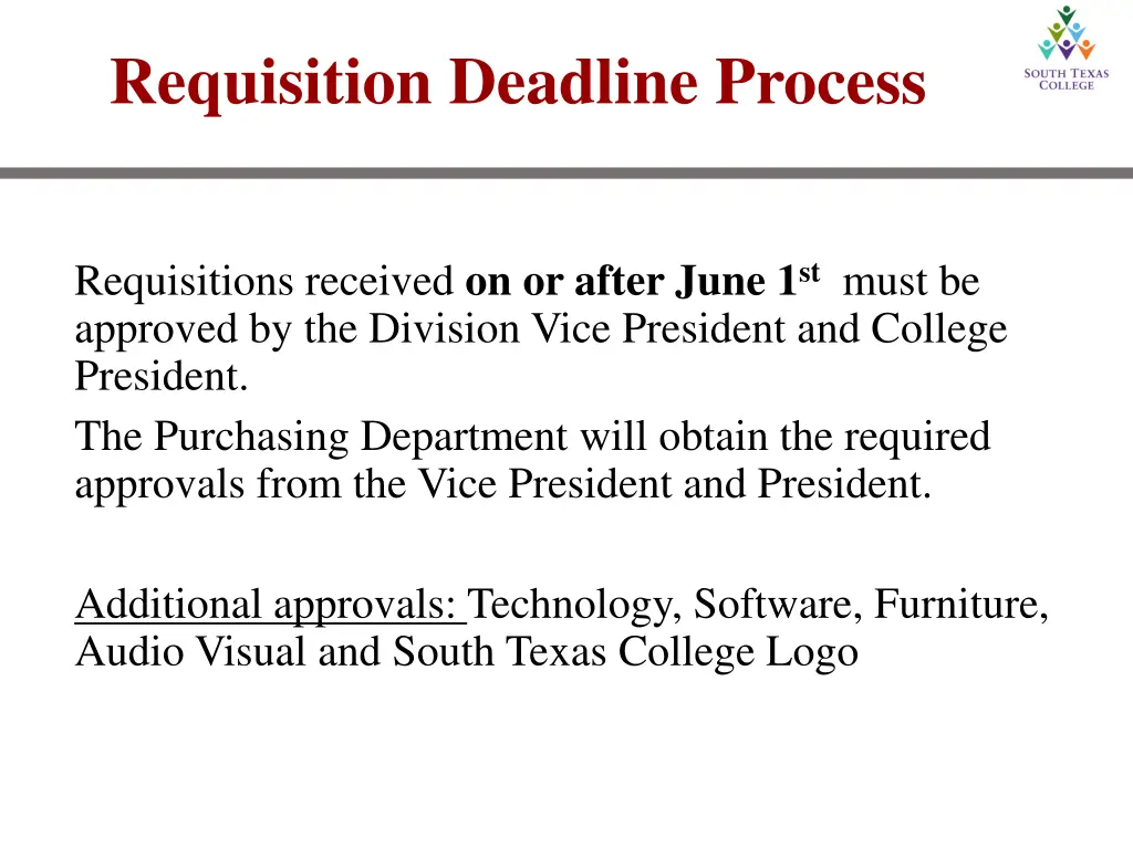 requisition deadline process