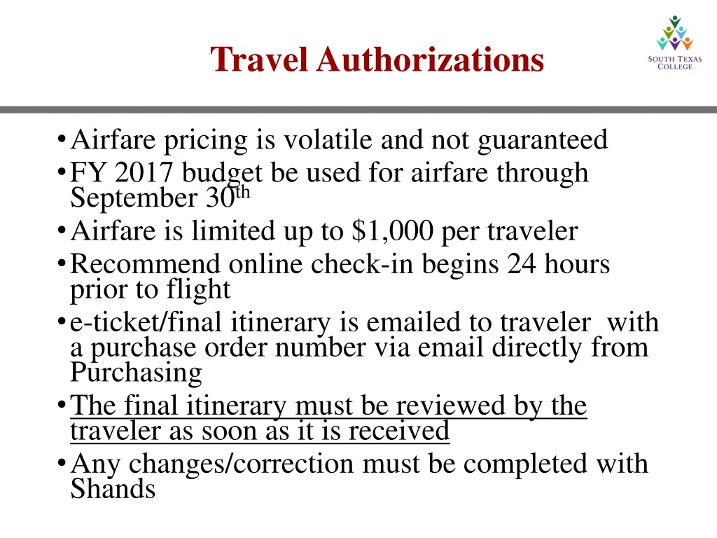 travel authorizations