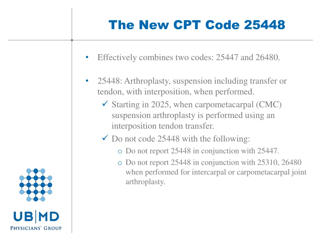 the new cpt code 25448