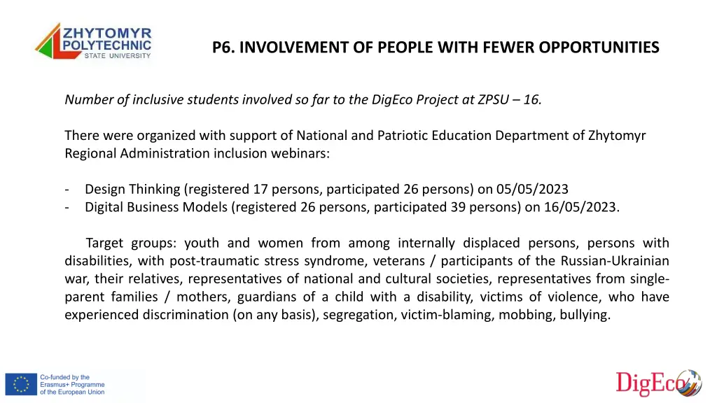 p6 involvement of people with fewer opportunities