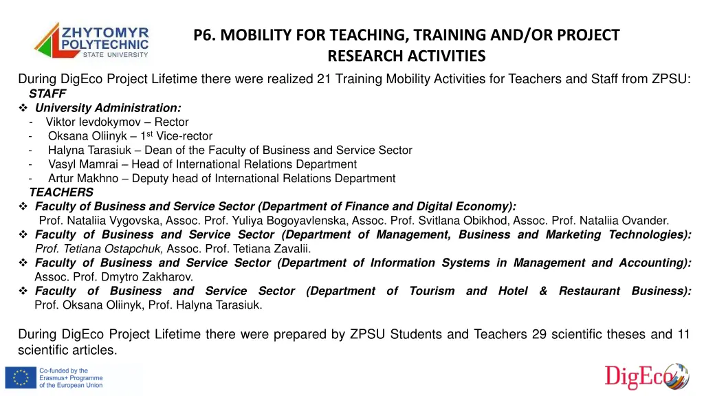 p6 mobility for teaching training and or project