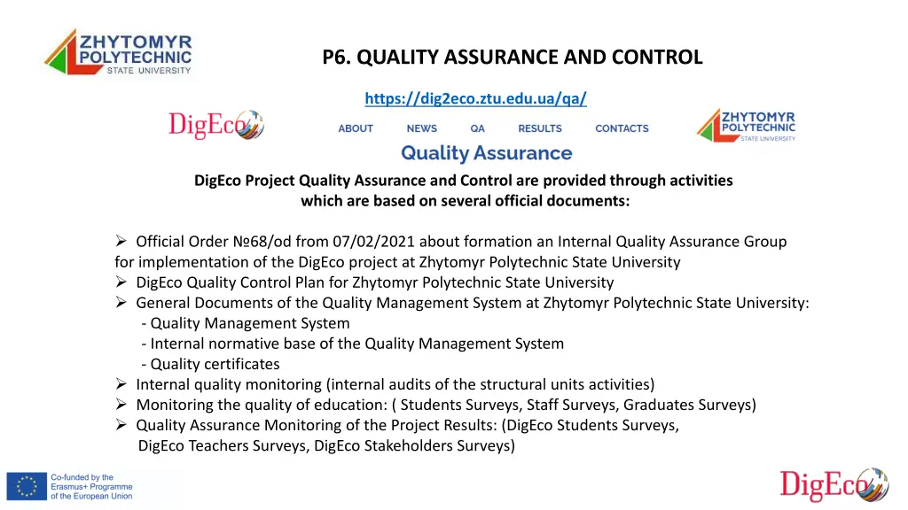 p6 quality assurance and control