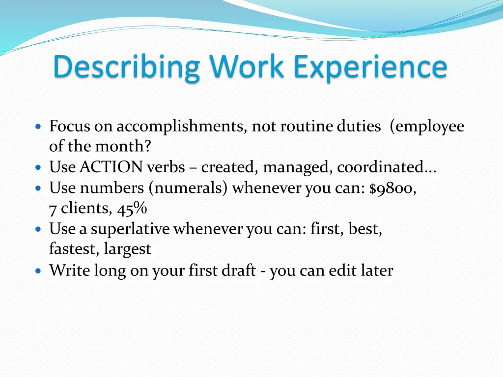 describing work experience