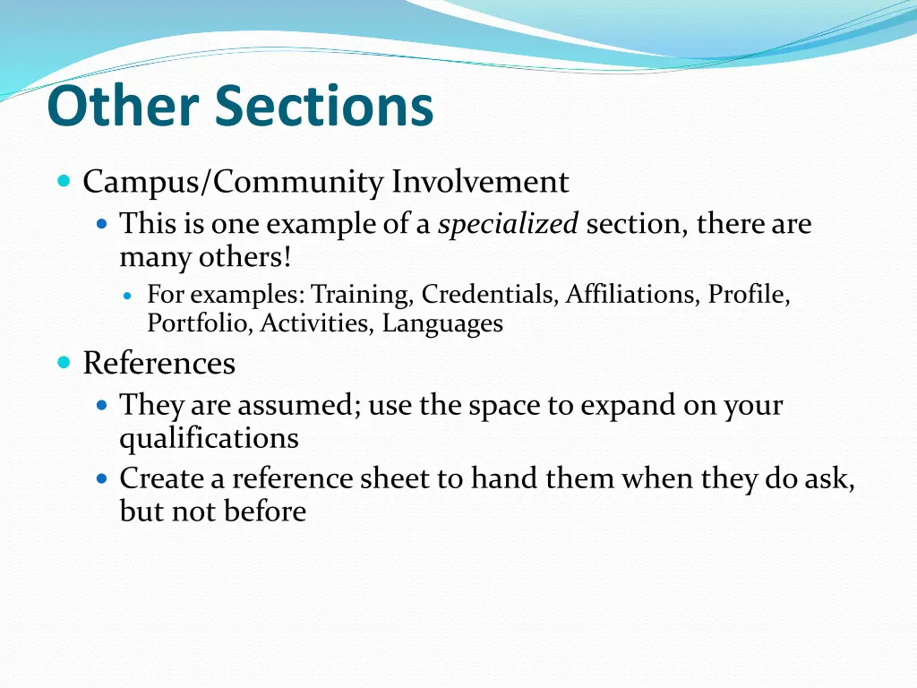 other sections