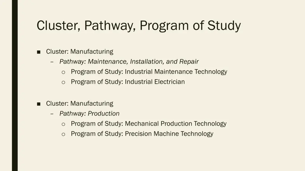 cluster pathway program of study