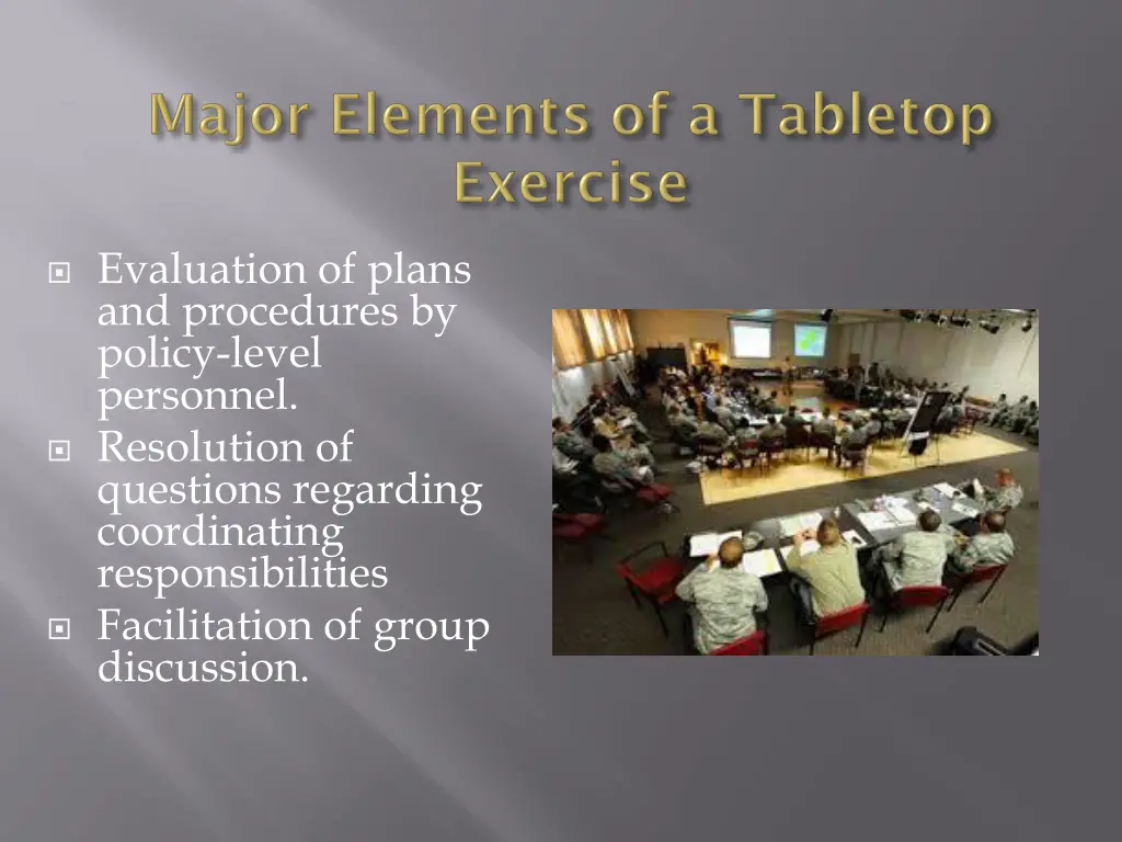 evaluation of plans and procedures by policy