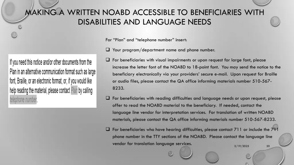 making a written noabd accessible
