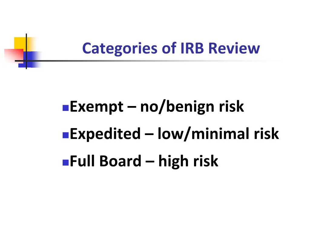 categories of irb review