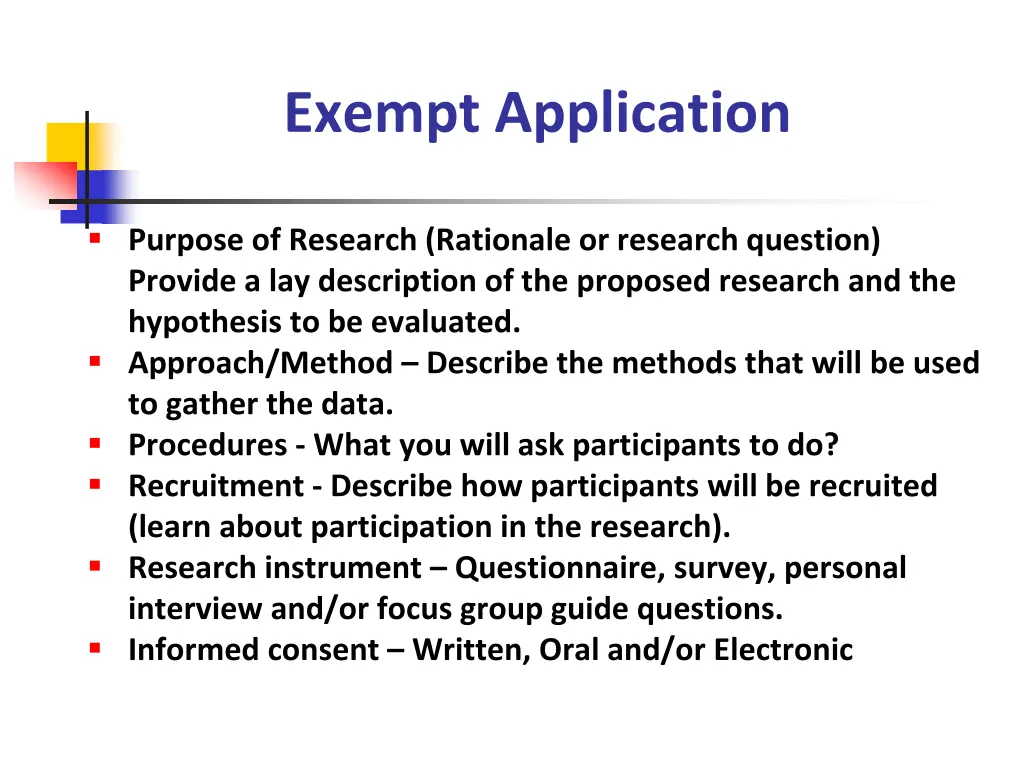 exempt application