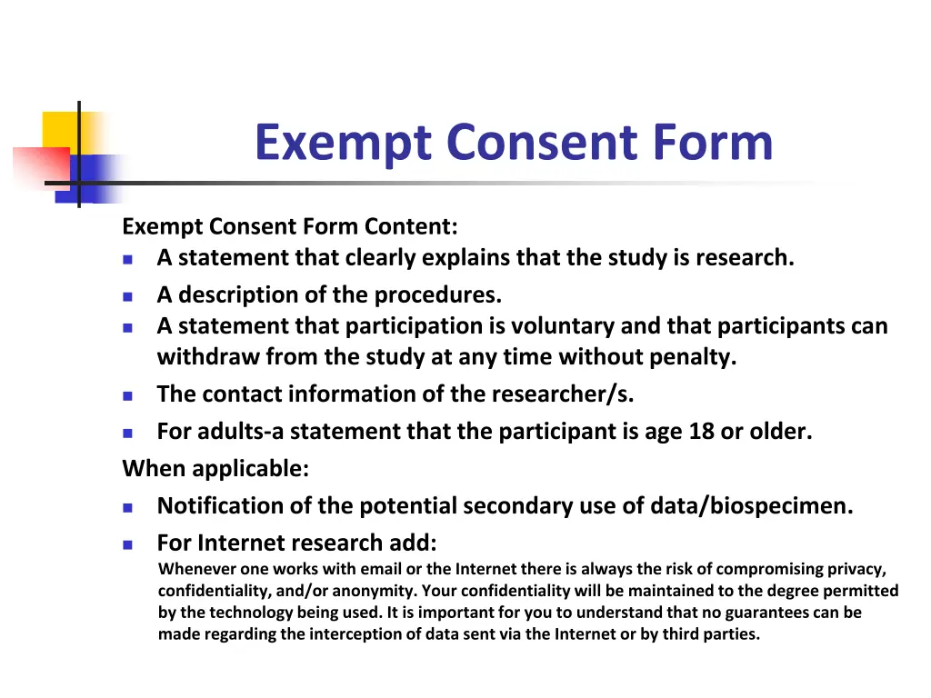 exempt consent form