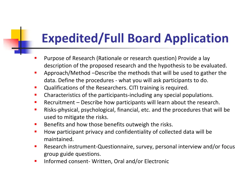 expedited full board application