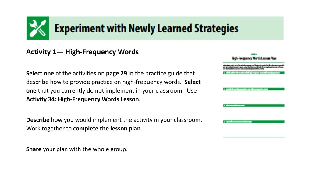 activity 1 high frequency words