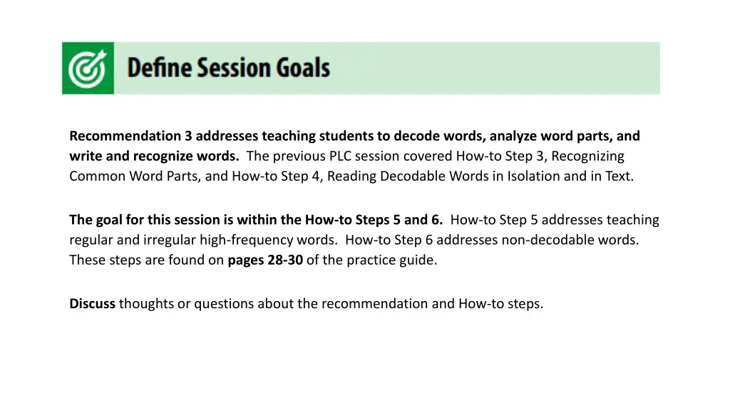 recommendation 3 addresses teaching students