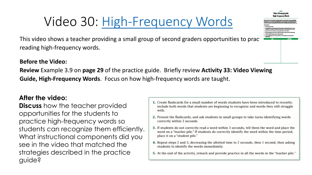 video 30 high frequency words