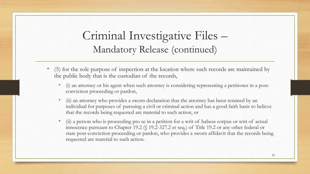 criminal investigative files mandatory release 1