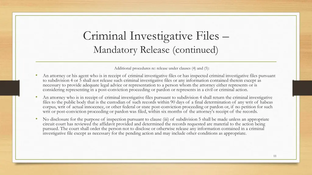 criminal investigative files mandatory release 2
