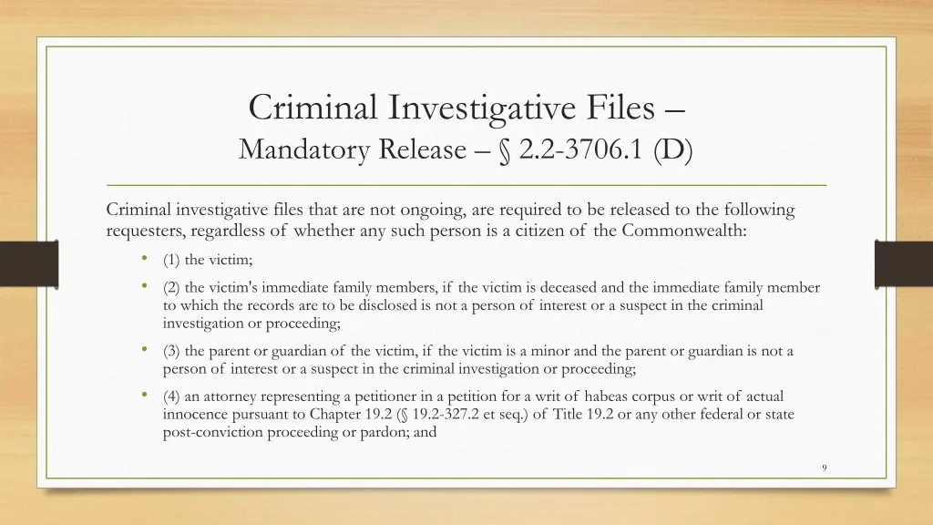 criminal investigative files mandatory release