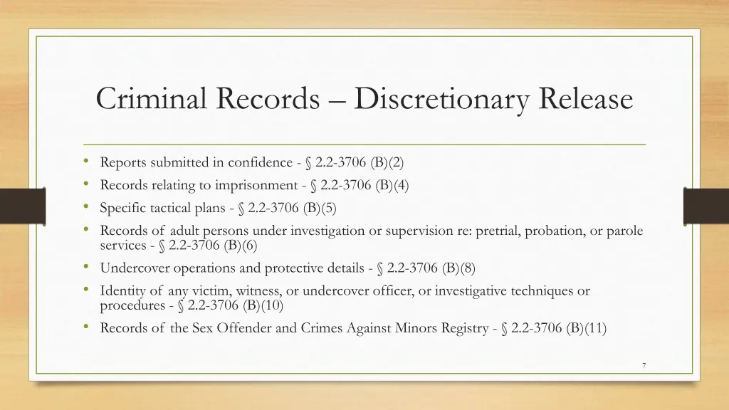 criminal records discretionary release