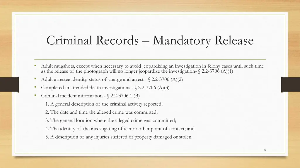 criminal records mandatory release