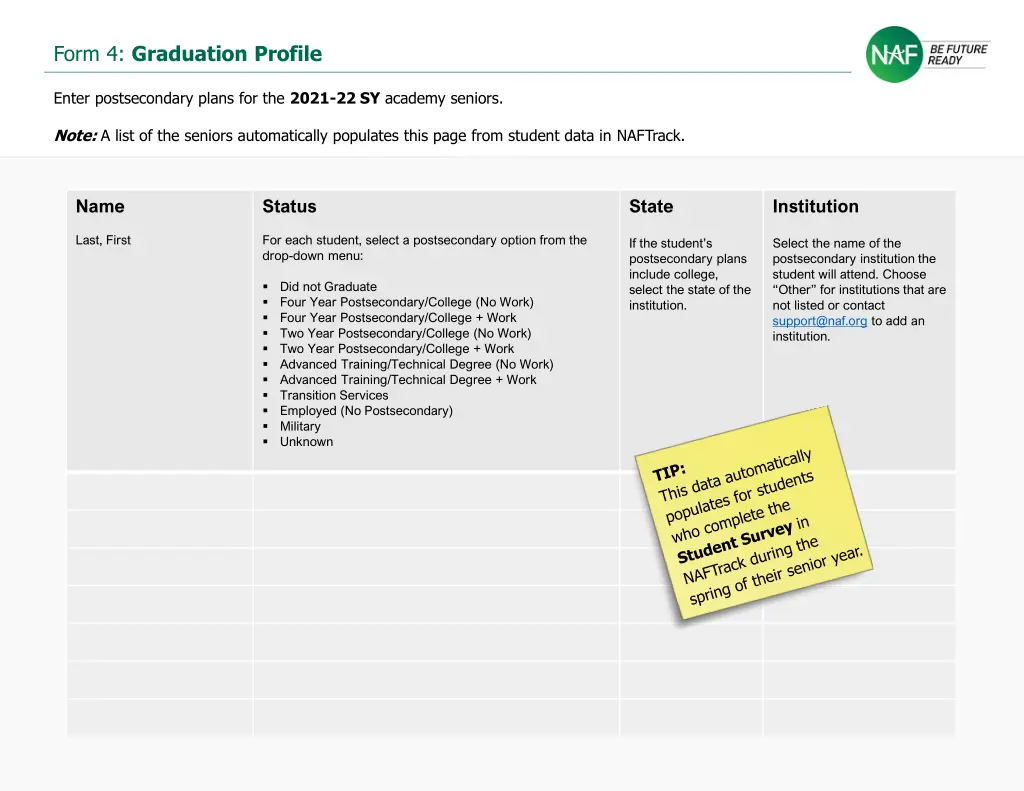 form 4 graduation profile
