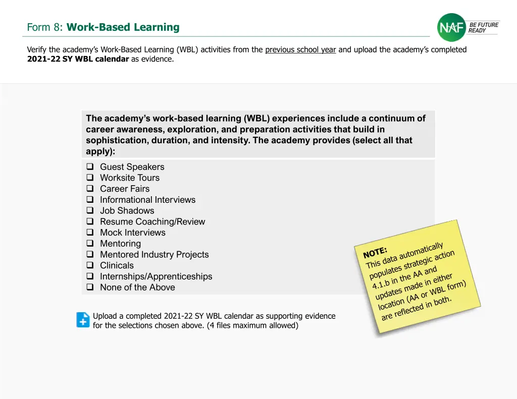 form 8 work based learning