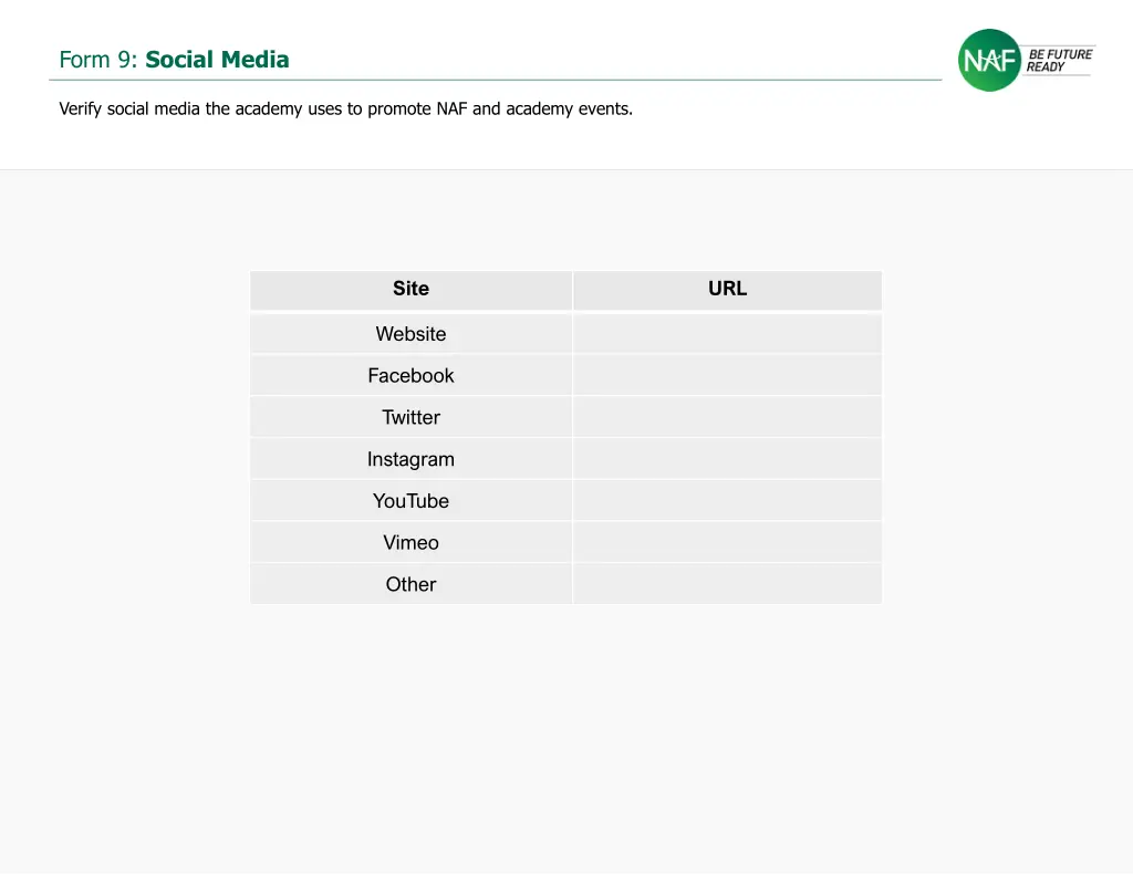 form 9 social media