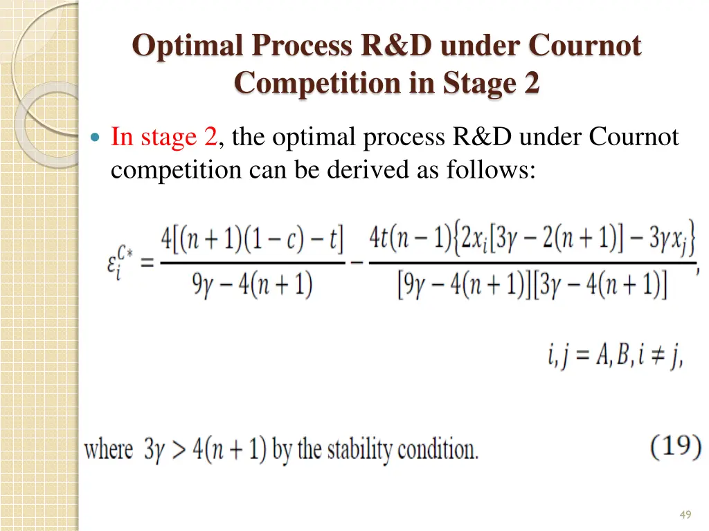 optimal process r d under cournot competition