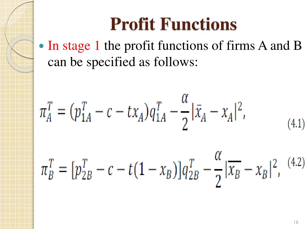 profit functions