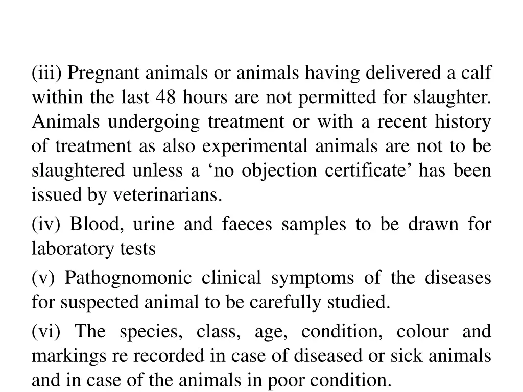 iii pregnant animals or animals having delivered