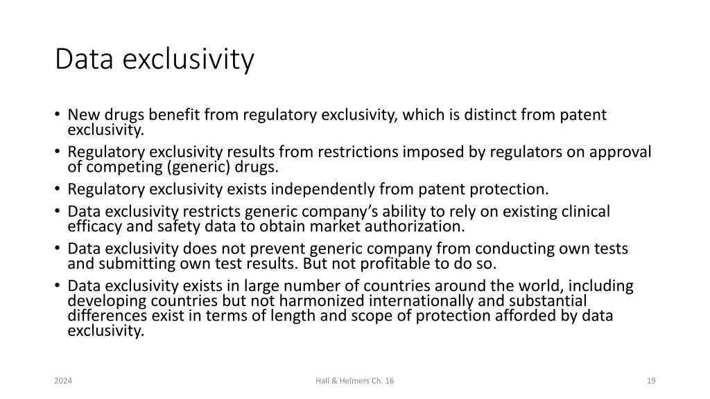 data exclusivity