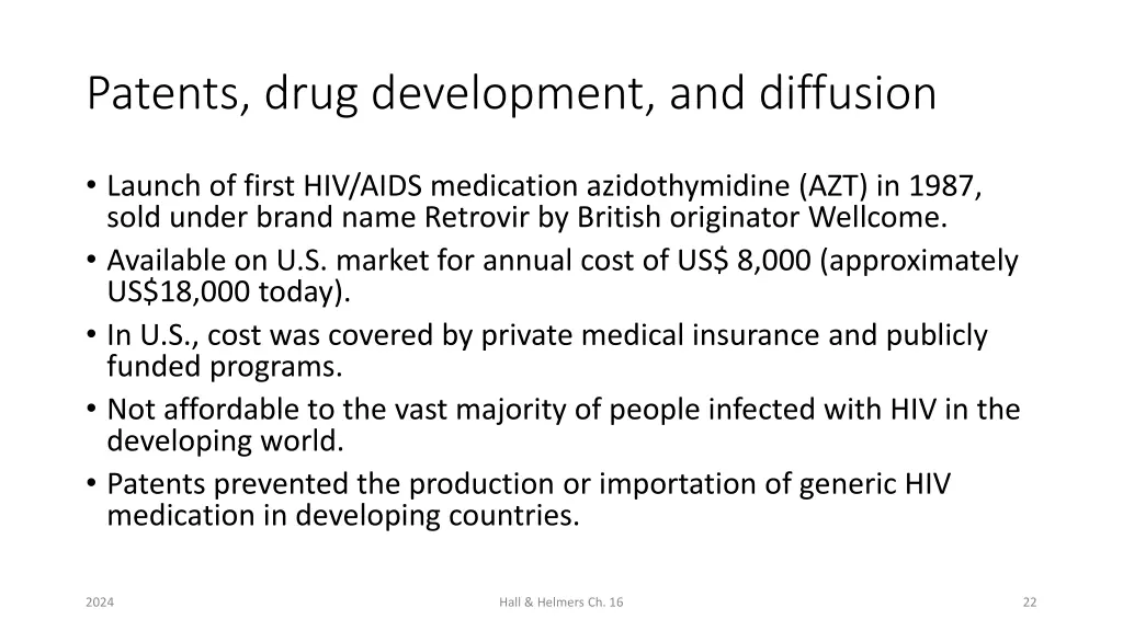 patents drug development and diffusion 1