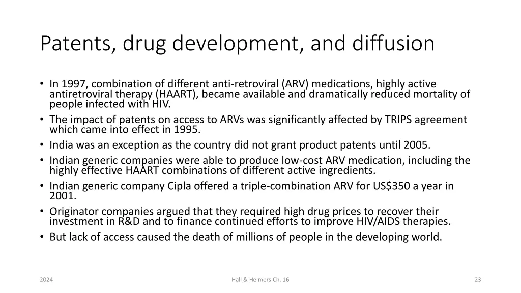 patents drug development and diffusion 2
