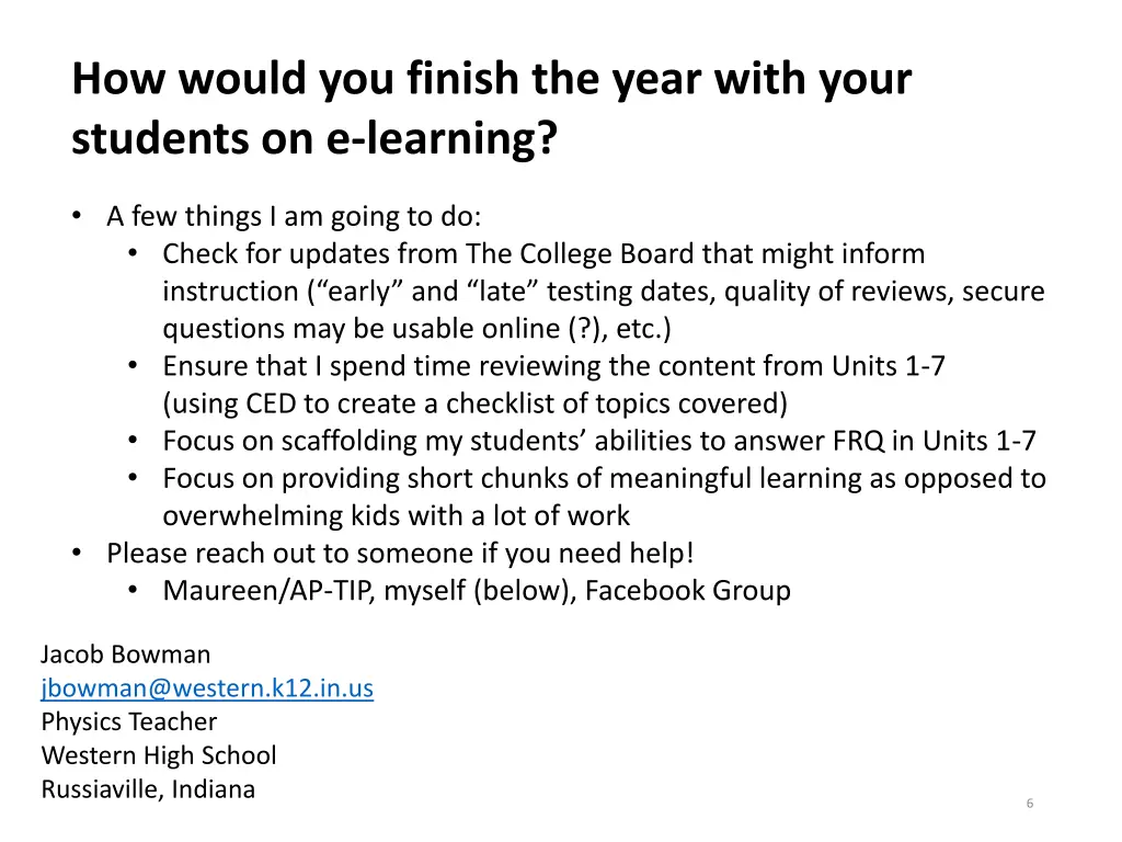 how would you finish the year with your students 1