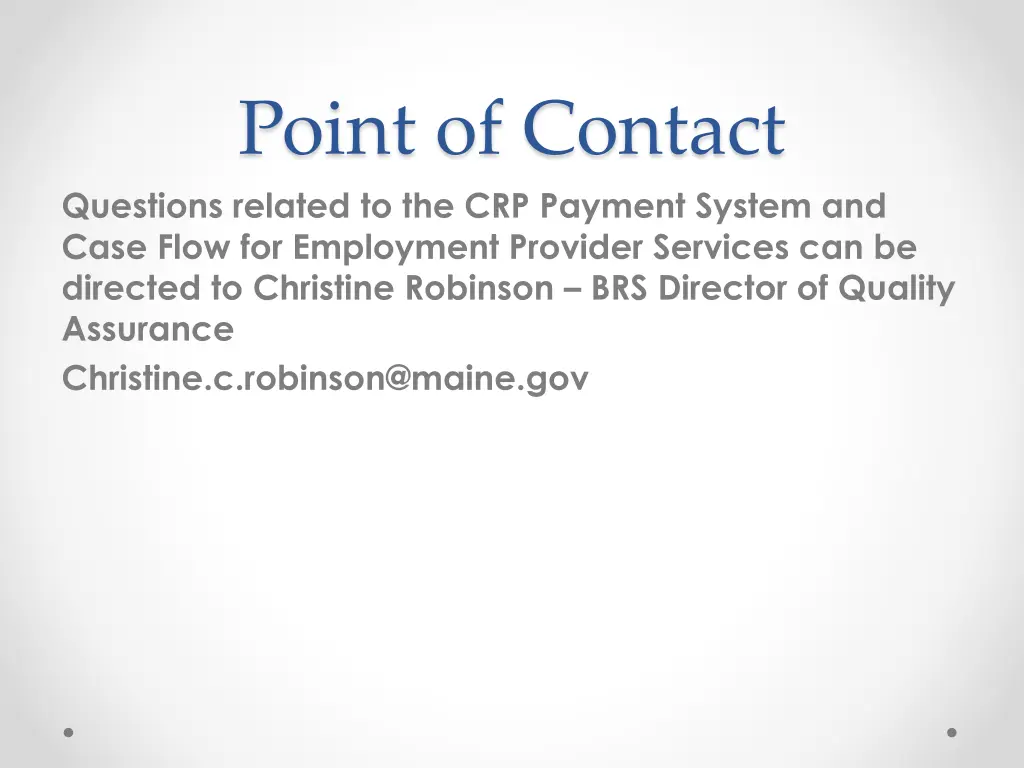 point of contact questions related