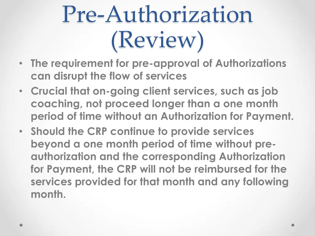 pre authorization review the requirement