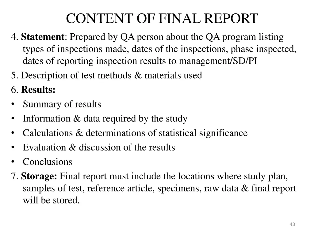 content of final report 4 statement prepared