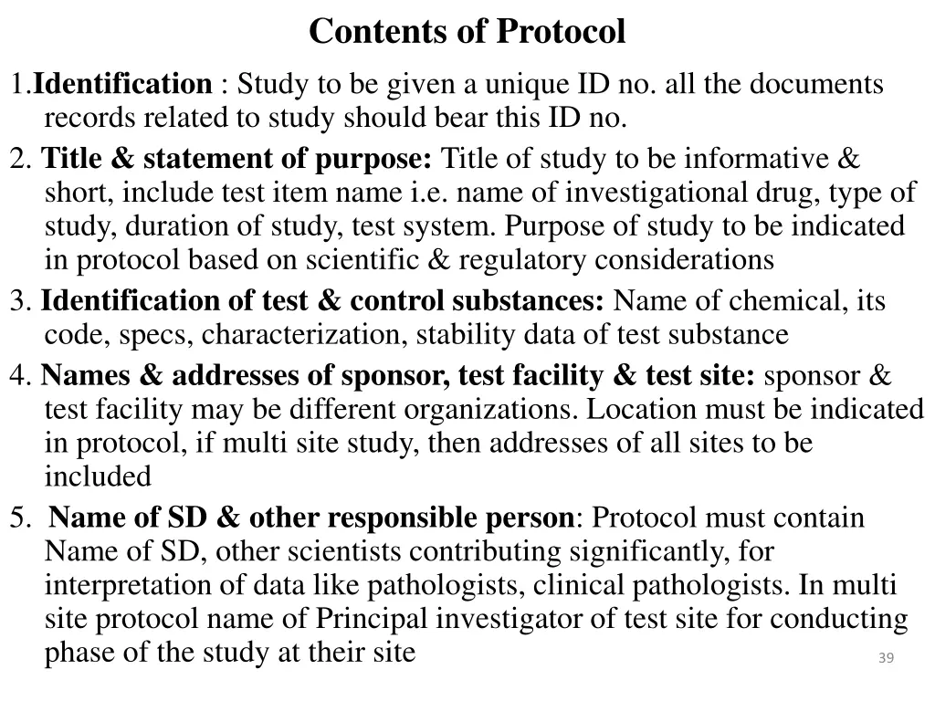 contents of protocol