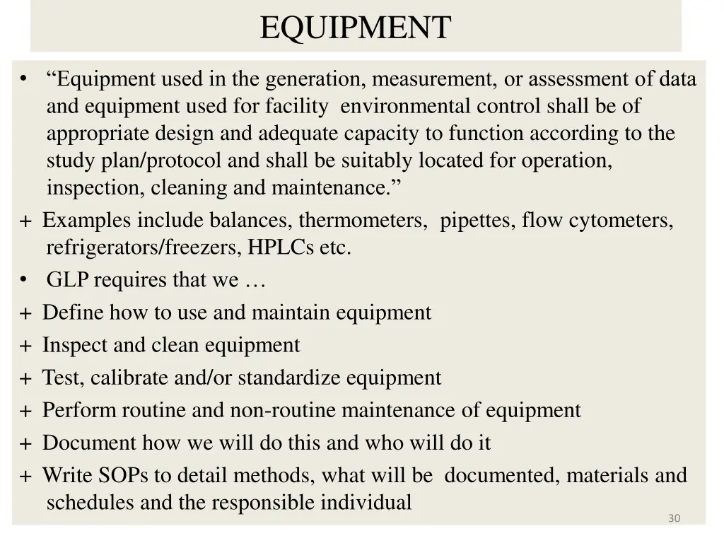 equipment