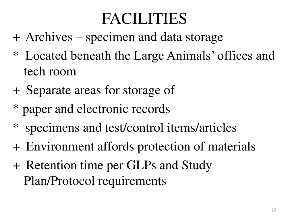 facilities 1