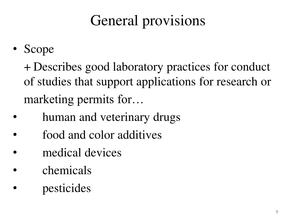 general provisions