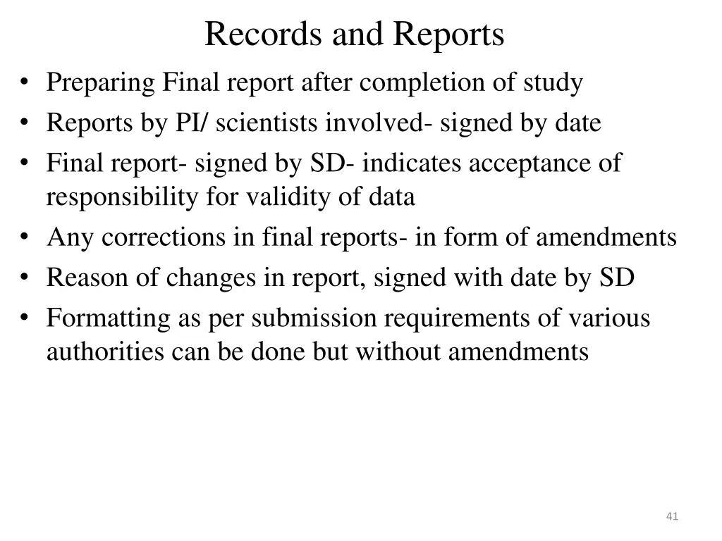 records and reports