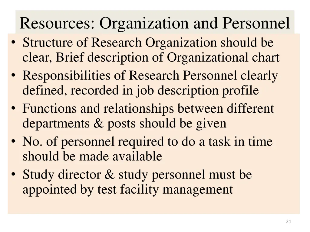 resources organization and personnel structure